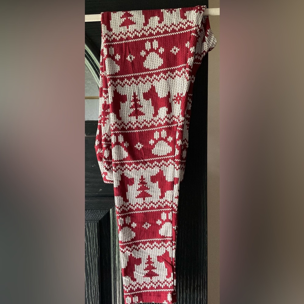 LuLaRoe Holiday Dog Leggings OS